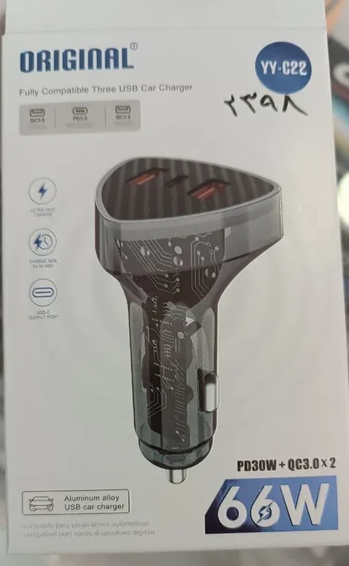 شارژر فندکی 60w سه پرت