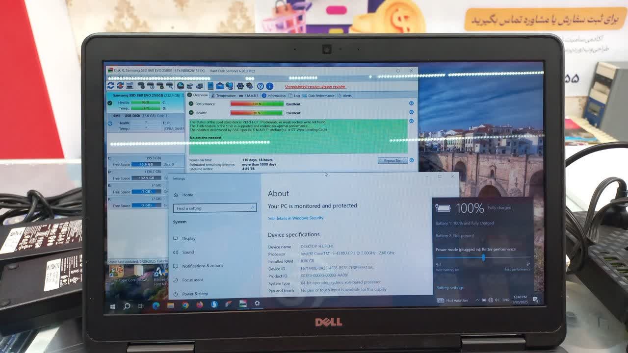  DELL 5540 I5 8 256 استوک تمیز نسل 4 FHD