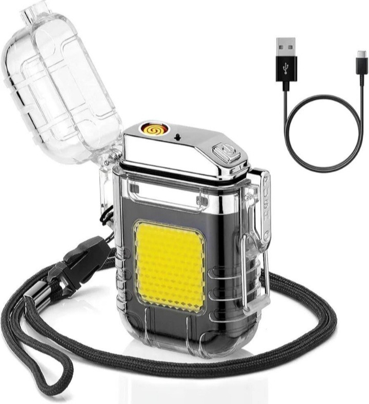 چراغ قوه و فندک المنتی کیس دار شارژی