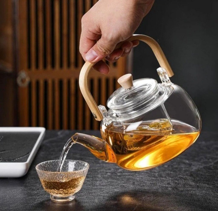 قوری پیرکس دسته بامبو 800 میل لیتر