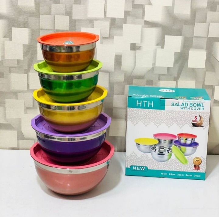 کاسه لگن رنگی استیل 5 تکه یونیک
