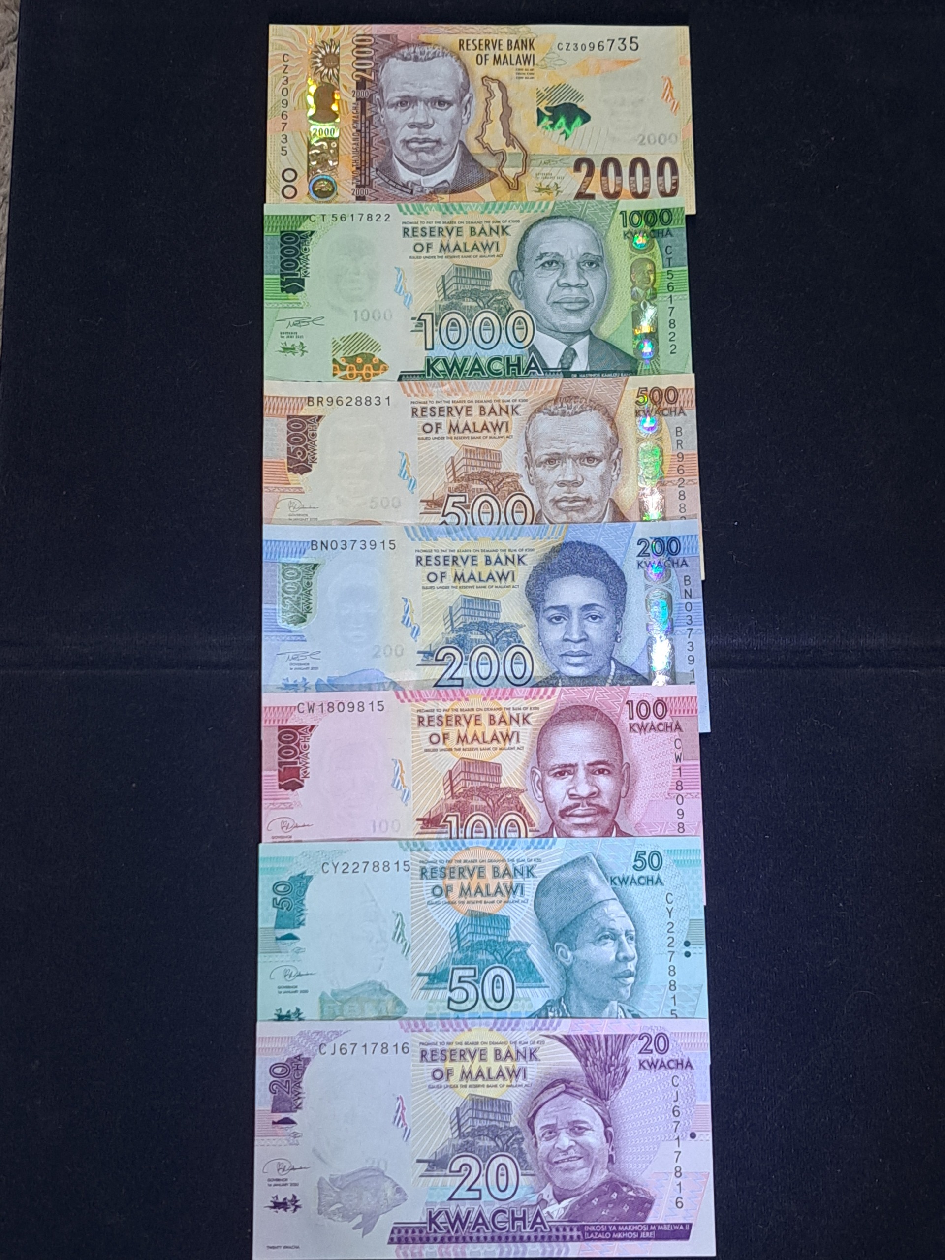 ست اسکناسهای مالاوی با واحدهای کمیاب