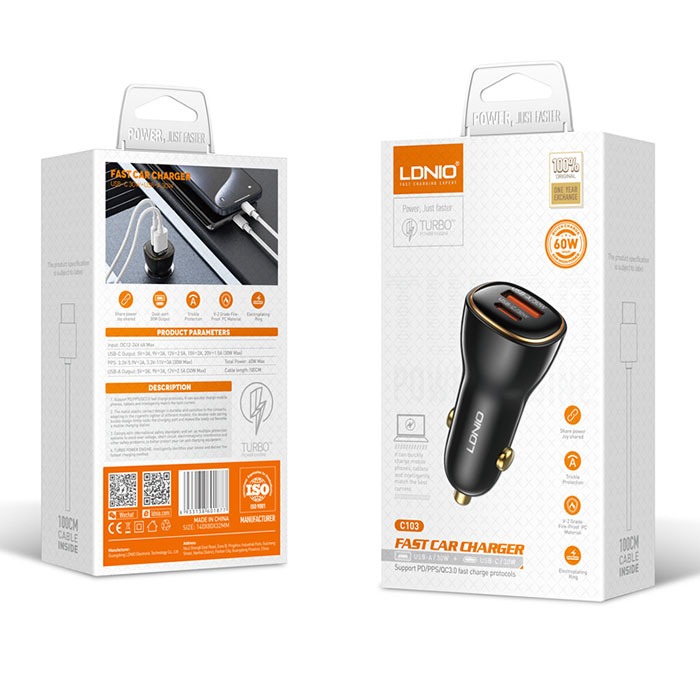 شارژر فندکی اورجینال LDINO مدل C103