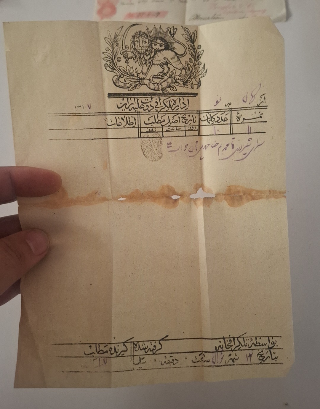 تلگراف قاجاری کرمان به یزد