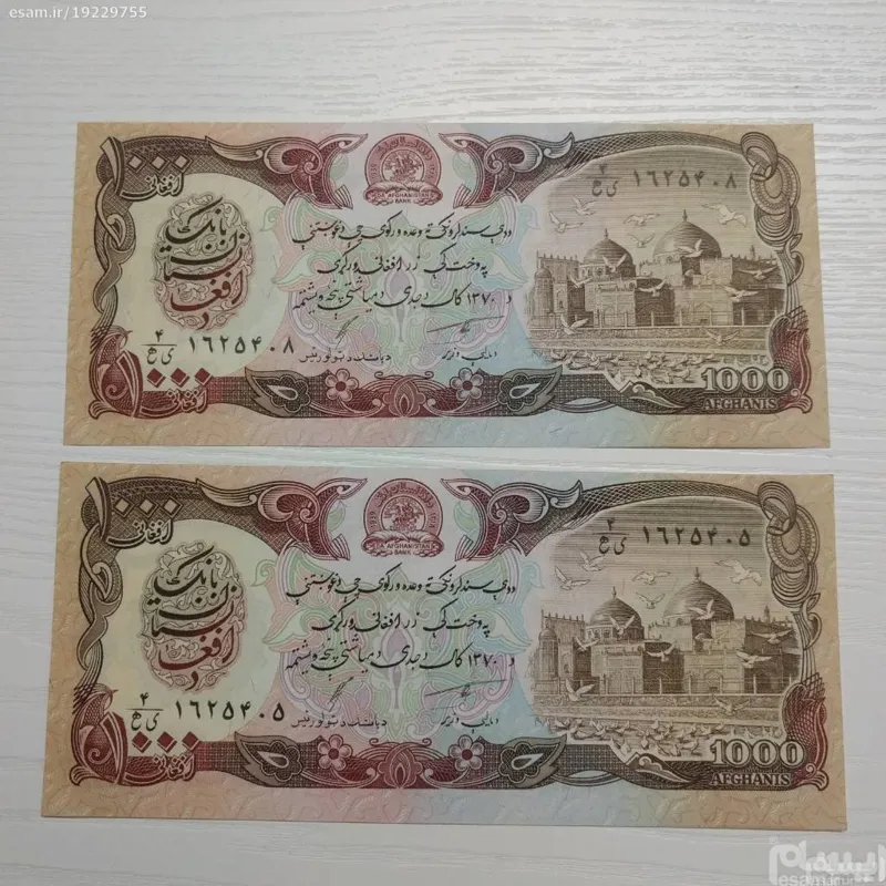 هزار افغان ارور کادر شدید بانکی دو برگ از یک بسته