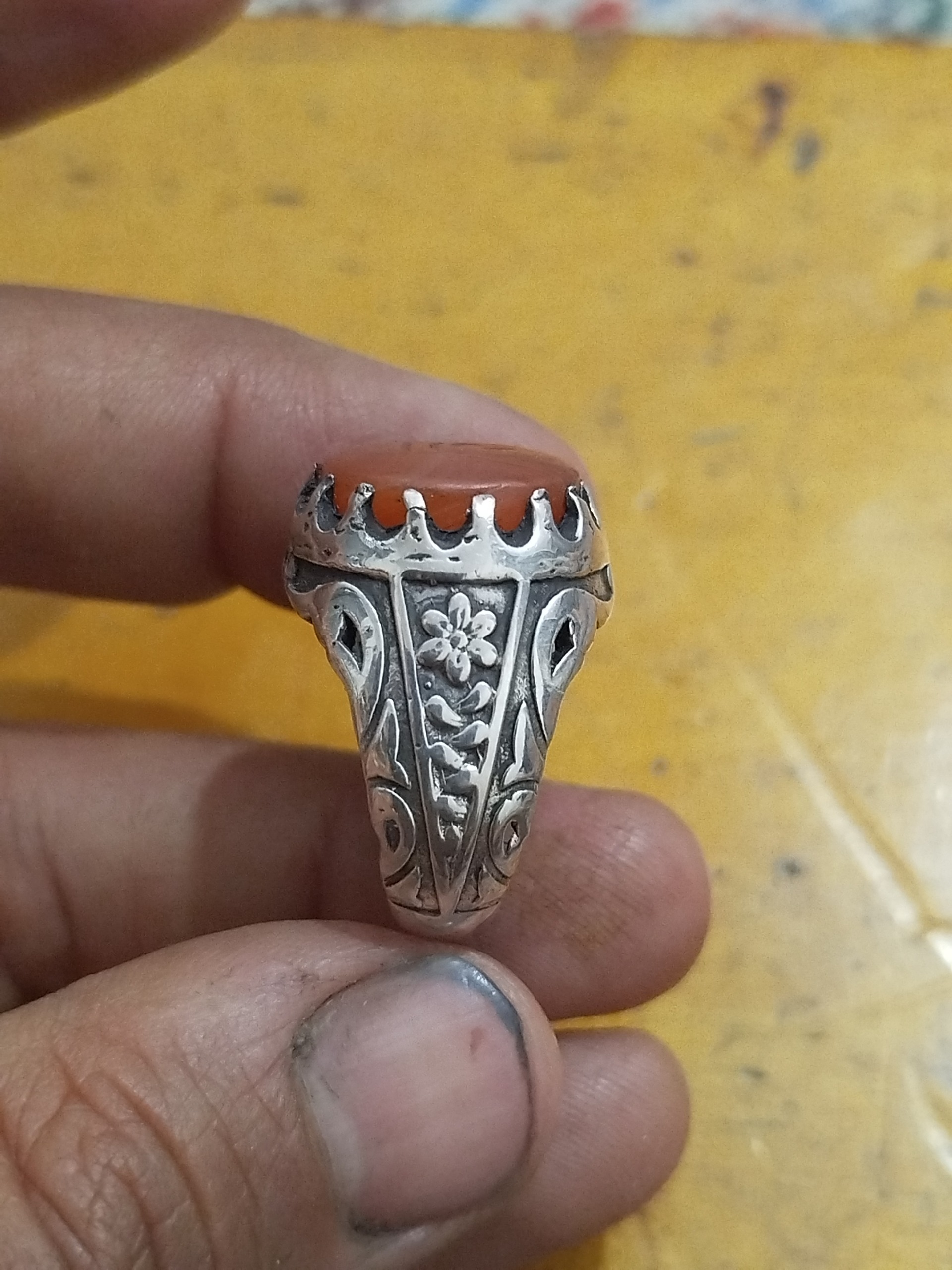 انگشتر نقره خطی