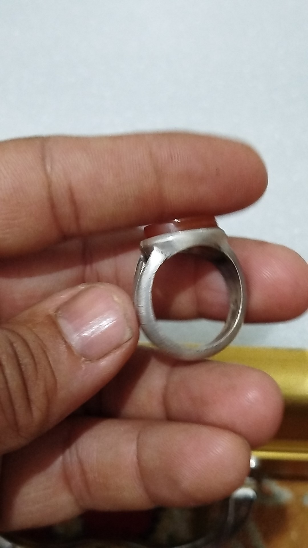 انگشتر نقره نگین عقیق تخت کهنه