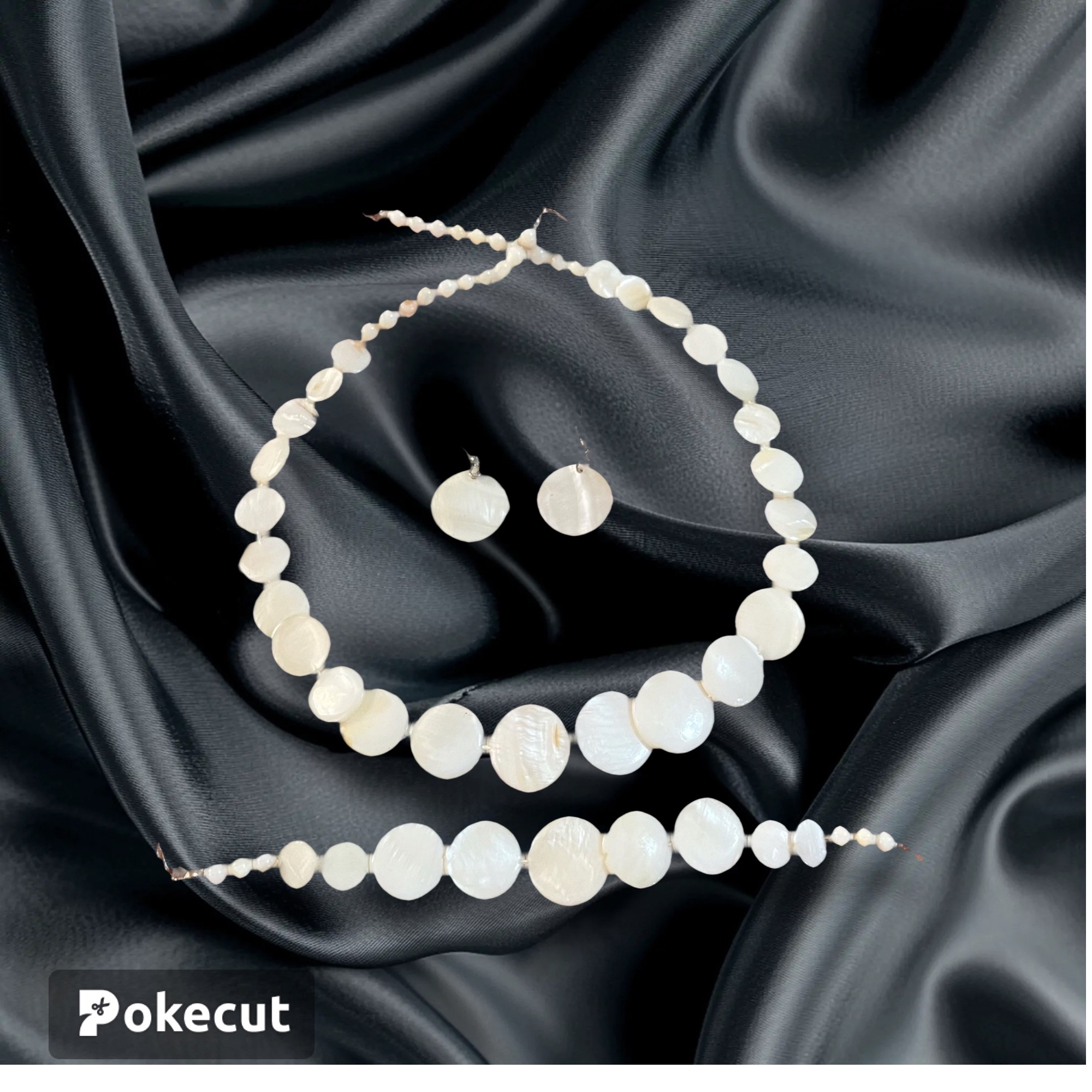 نیم ست زیبای مروارید پرورشی برش خورده