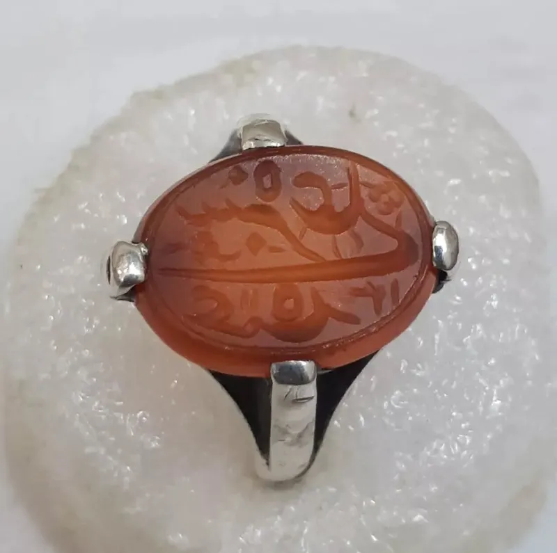 انگشترعقیق یمن خط چپ قاجاری تاریخ 1311 ه ق