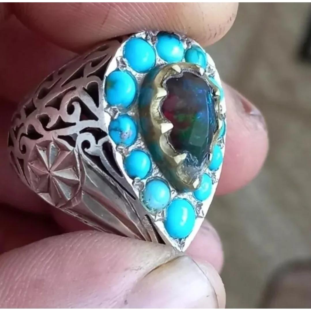 انگشتردستسازاپال تراش داردورفیروزه کهنه