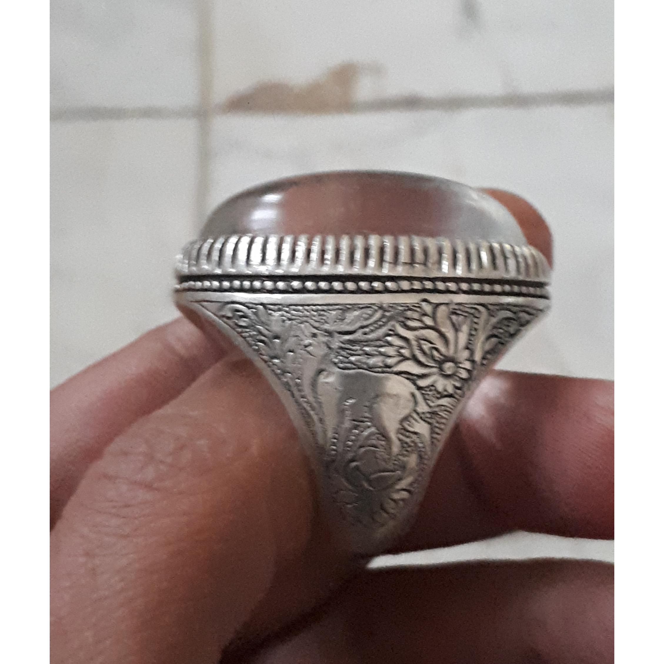 انگشتردرنجف رکاب سنگین وقلمکاری 73گرم