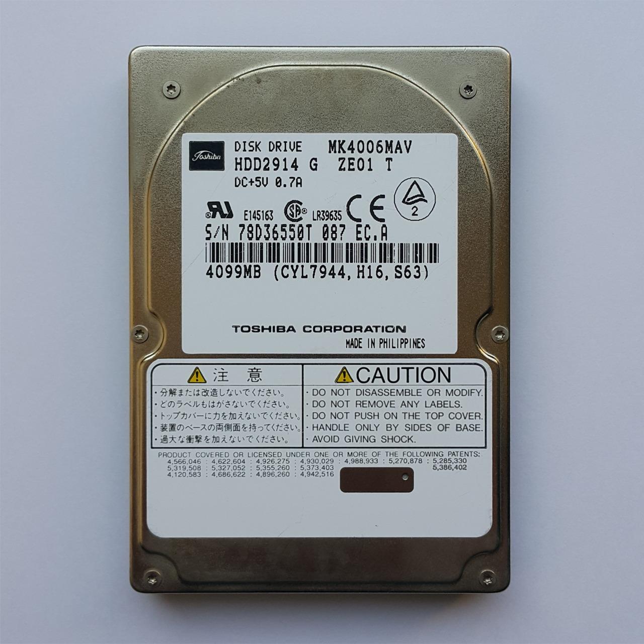 هارد لپ تاپ 44 پین 2.5 اینچ Toshiba IDE 4GB