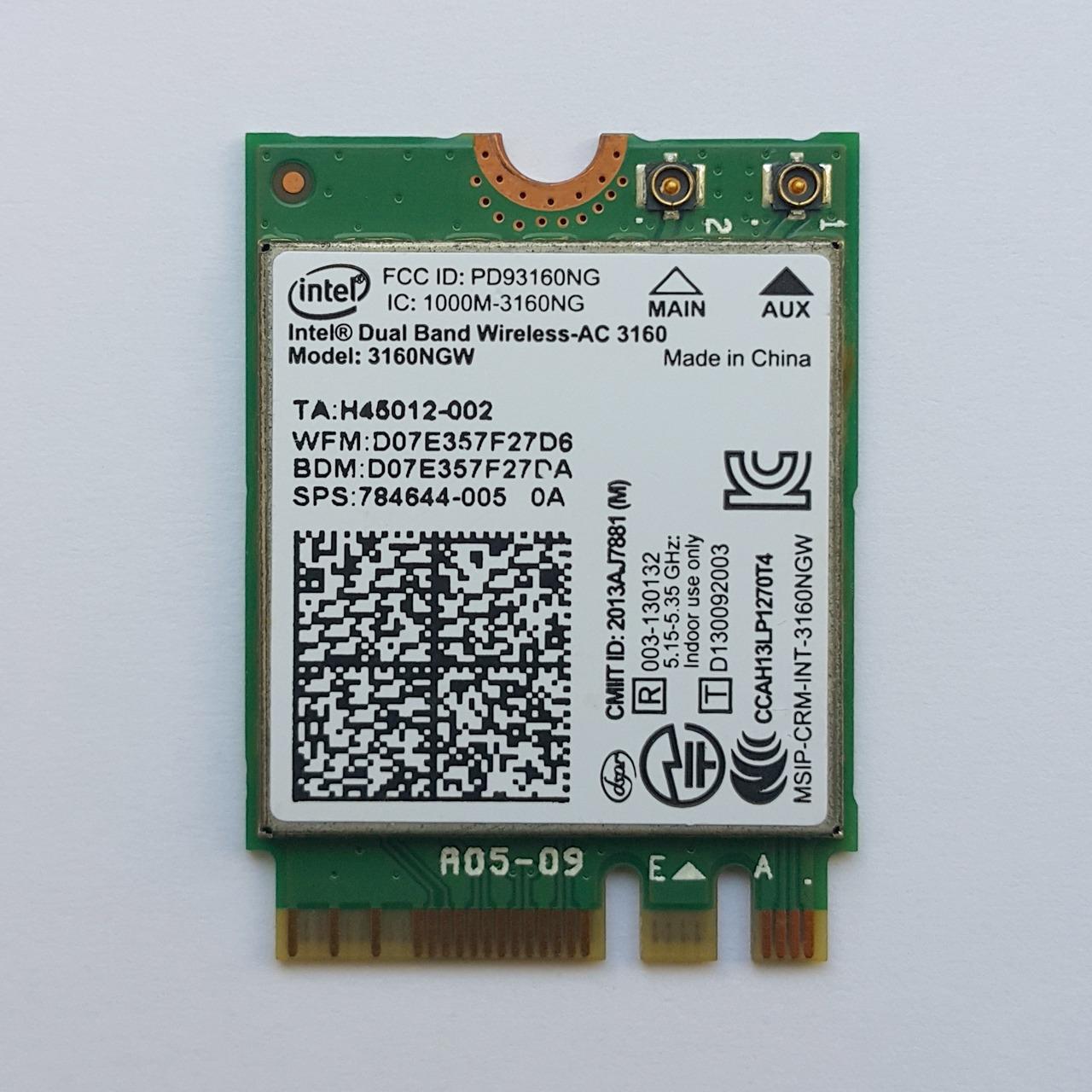 کارت وایرلس بلوتوث لپ تاپ Intel 3160 M2 WiFi AC