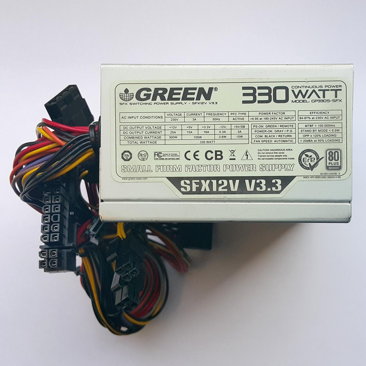 پاور کامپیوتر مینی کیس گرین Green 330W پلمب