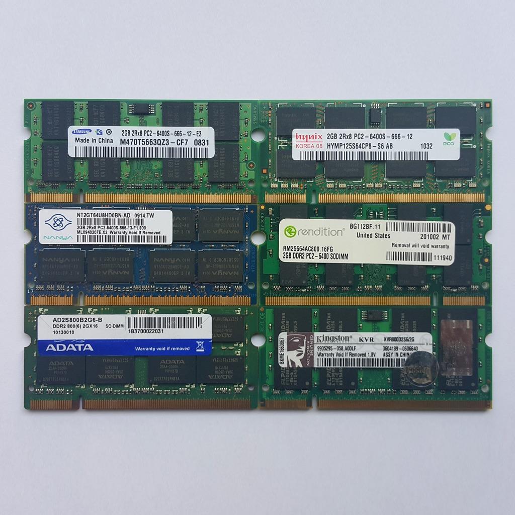 رم لپ تاپ 2گیگ DDR2 800 2GB برند مختلف یک عدد