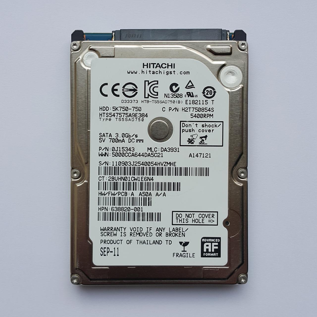 هارد لپ تاپ 750 گیگ 2.5 اینچ Hitachi SATA 750GB