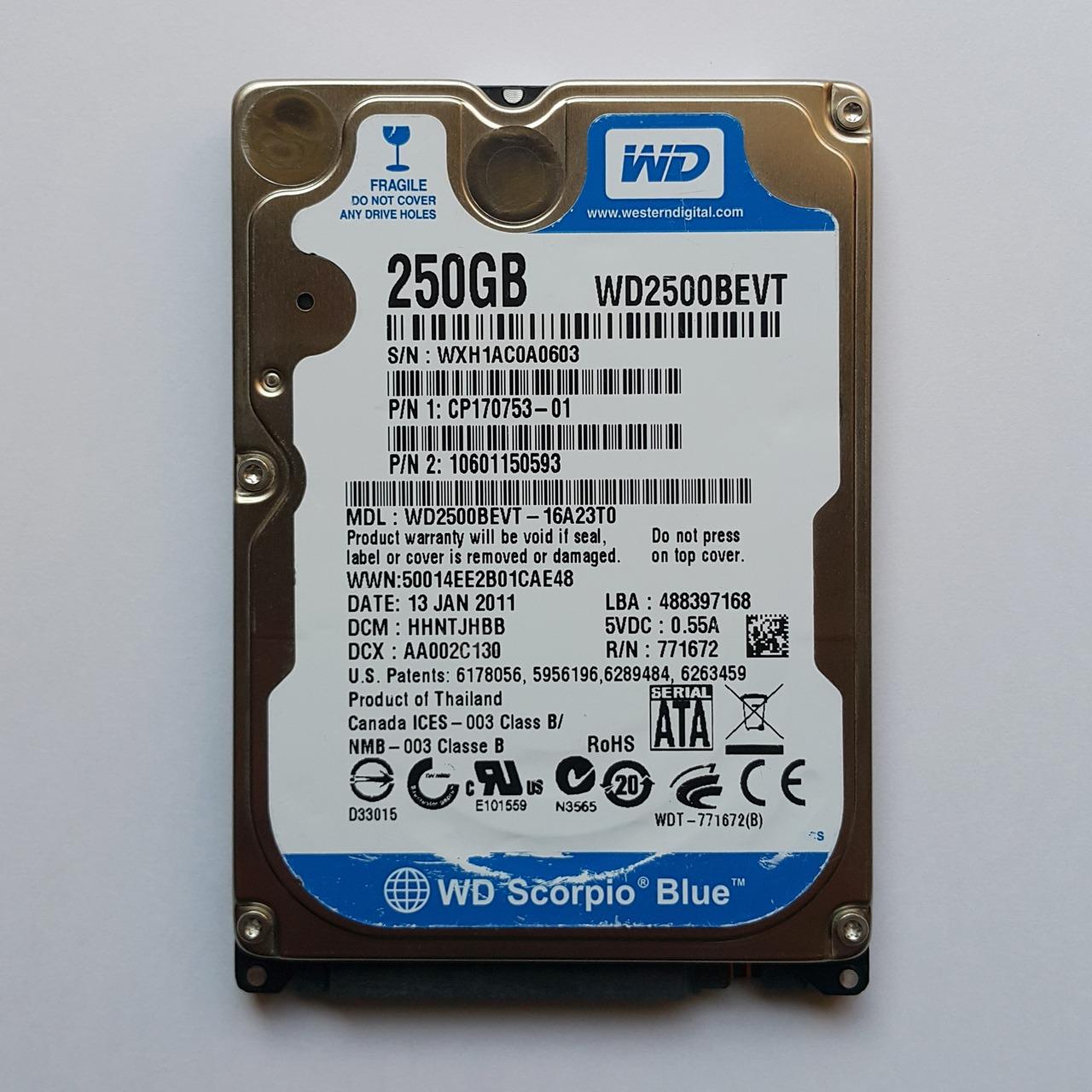 هارد لپ تاپ 250 گیگ 2.5 اینچ Western SATA 250GB