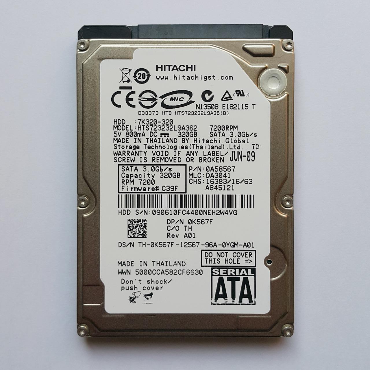 هارد لپ تاپ 320 گیگ 2.5 اینچ Hitachi 7200 320GB