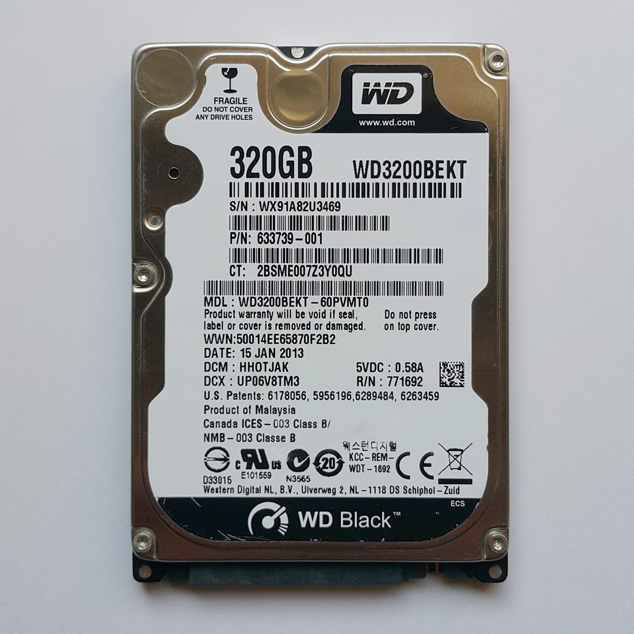 هارد لپ تاپ 320 گیگ 2.5 اینچ Western 7200 320GB