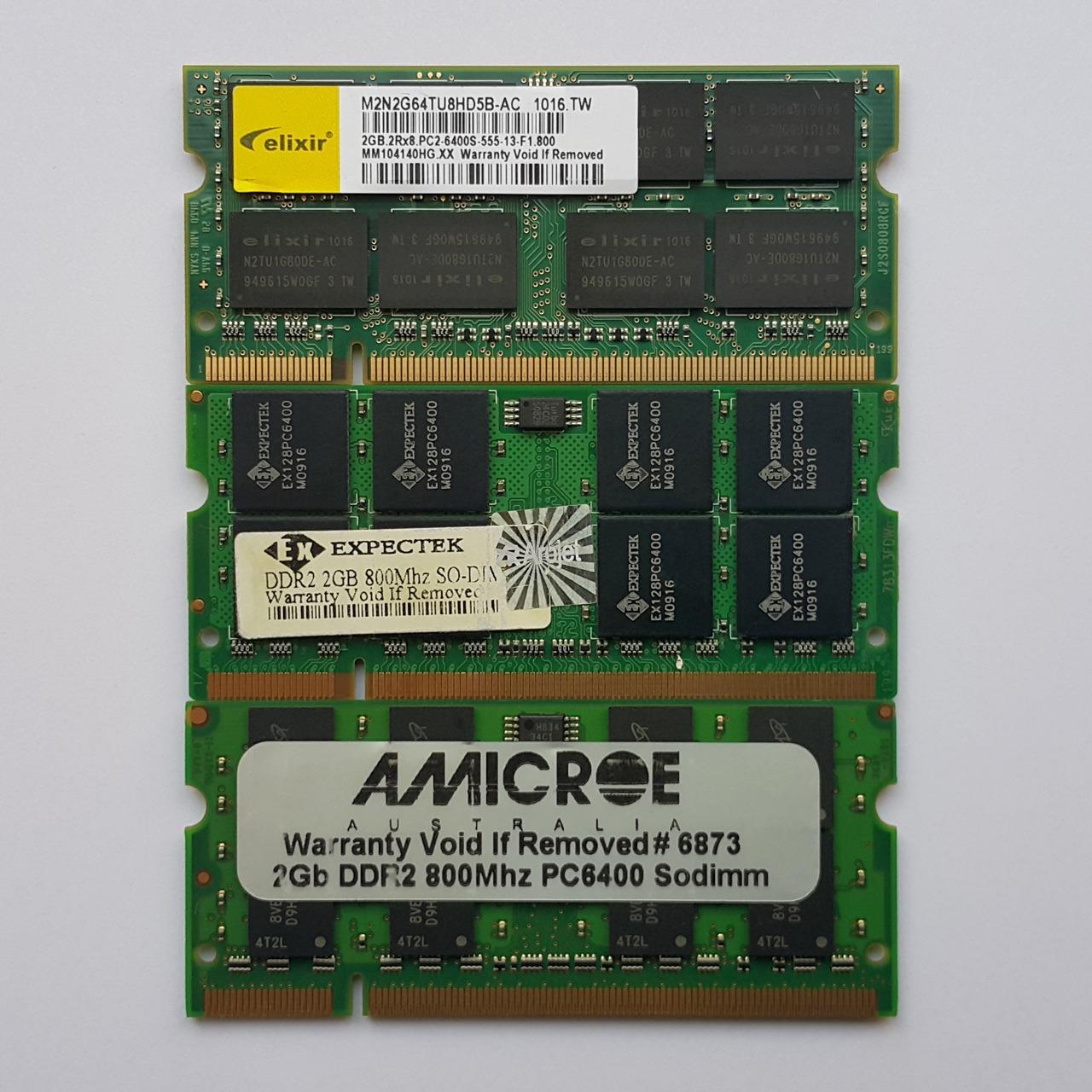 رم لپ تاپ 2گیگ DDR2 800 2GB برند مختلف یک عدد