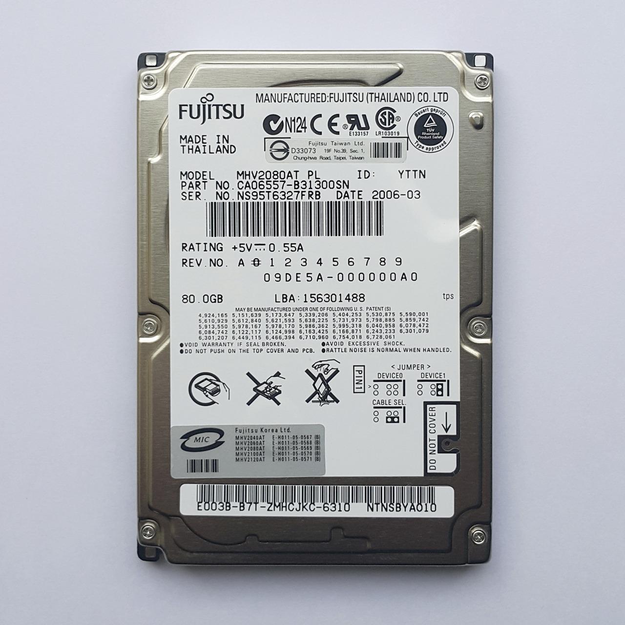 هارد لپ تاپ 44 پین 2.5 اینچ Fujitsu IDE 80GB