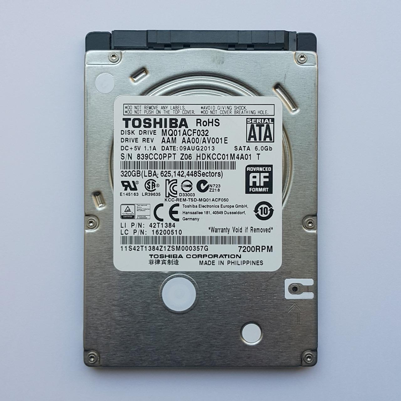 هارد لپ تاپ 320 گیگ Toshiba Slim 7200 320GB