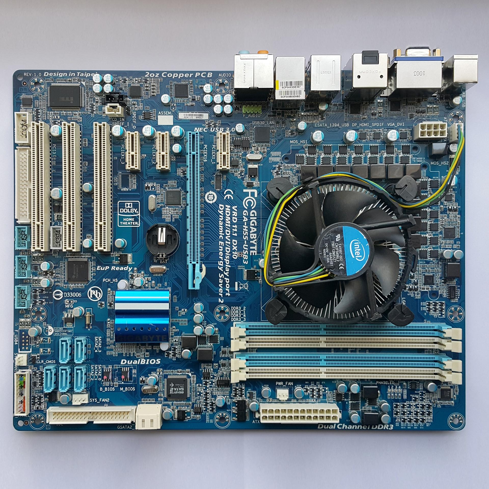 باندل مادربرد Gigabyte H55 DDR3 USB3 i3 530 با فن