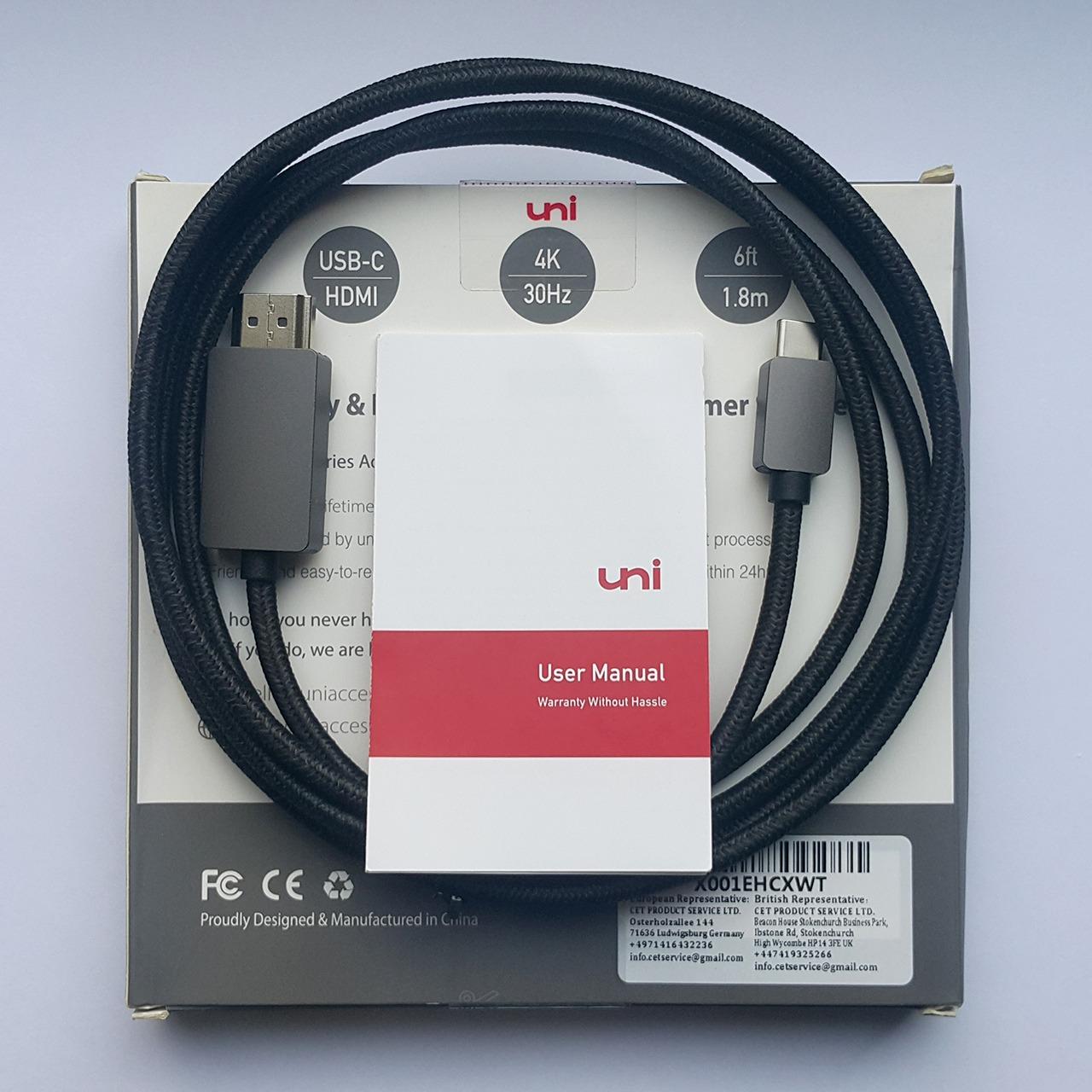 کابل تبدیل مبدل USB Type C به HDMI برند Uni 4K