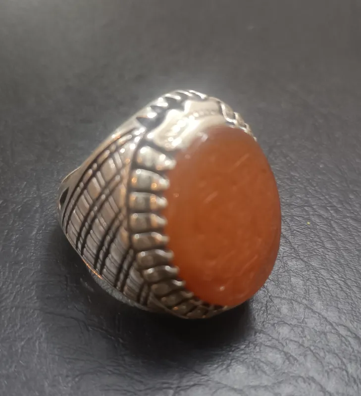 انگشتر نقره دست ساز دو مهرعقیق خراسان با خط محتشم