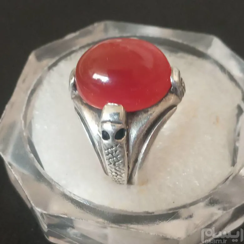 انگشتر نقره طرح ماری سنگ عقیق قدیمی