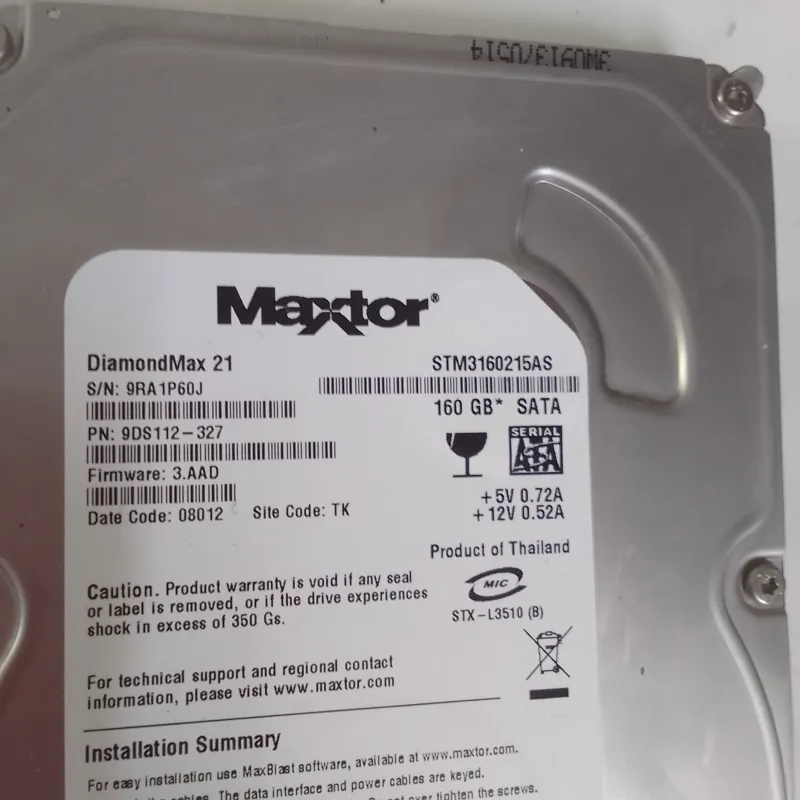 هارد 160GB مکستور SATA سلامت 100