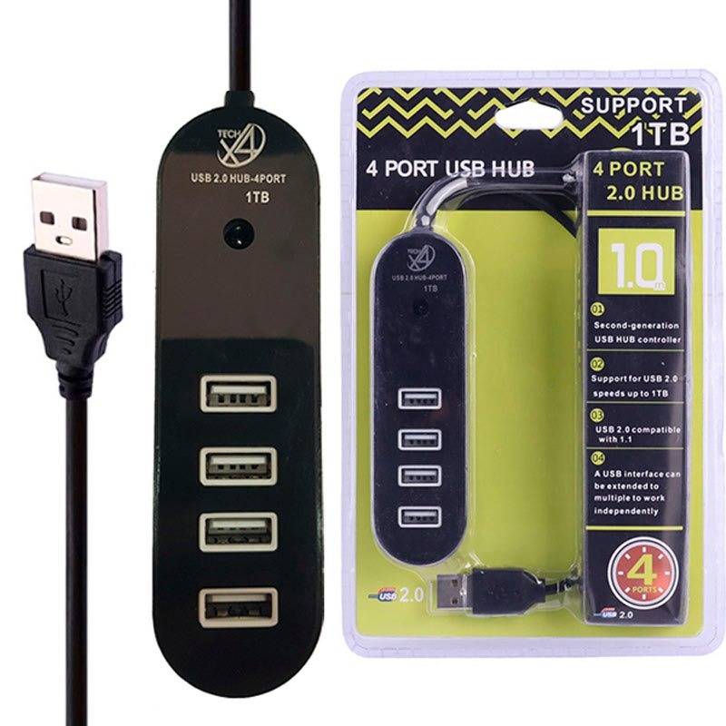 هاب 4 پورت USB2 مدل Tech X402 کابل 1متر