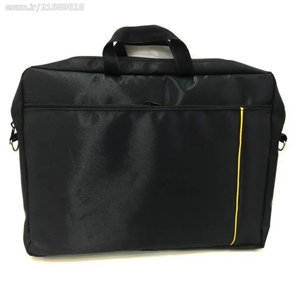 کیف لپ تاپ 156 ضربه گیردار ساده مشکی با نوار زرد