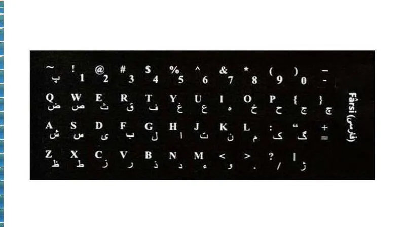 دو عدد برچسب کیبورد مشکی طرح چرم - حروف سفید