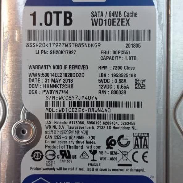 هارد وسترن دیجیتال 1 ترابایت آبی با تست سلامت