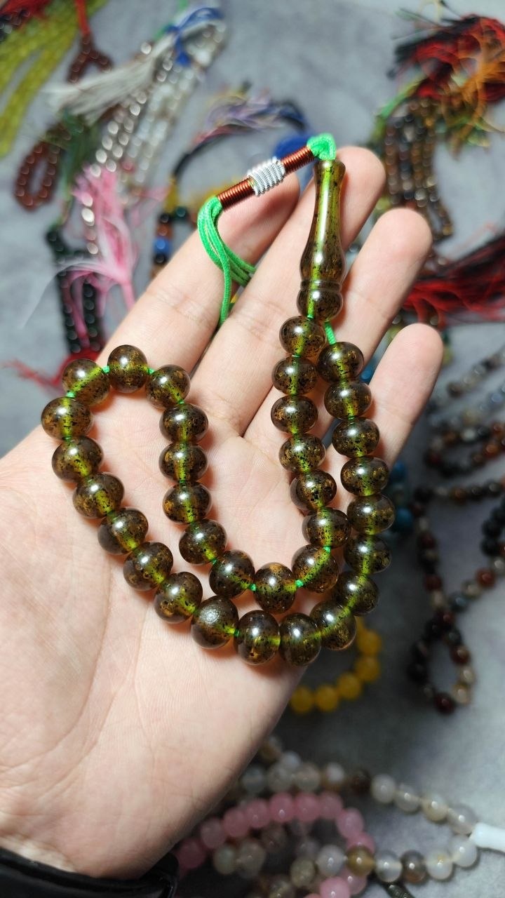تسبیح کهربا پودری اصل درجه یک