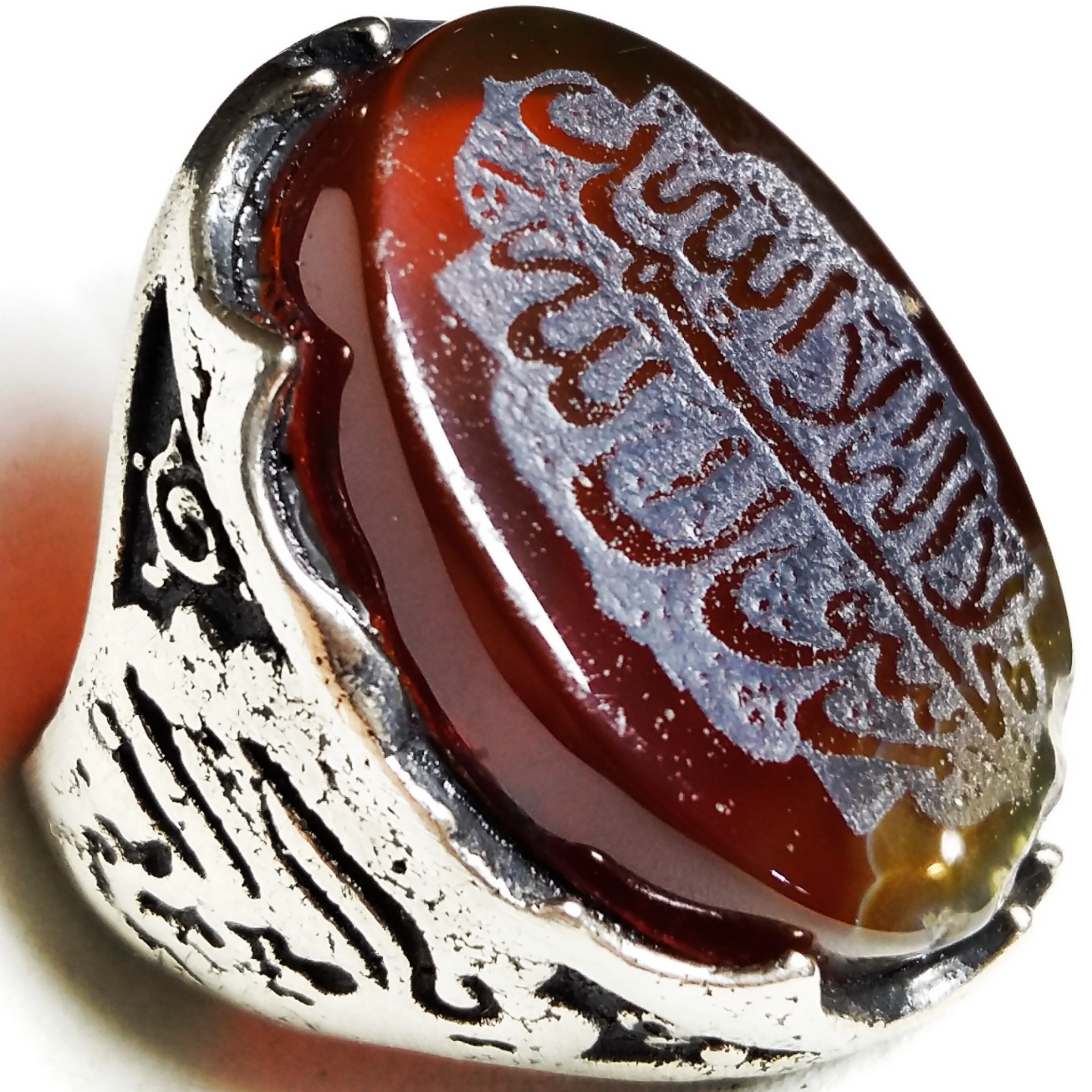 انگشتر عقیق کبدی یمنی با حک محمد رسول الله