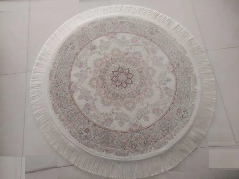 فرش گرد قطر یک متر با ریشه های ابریشم