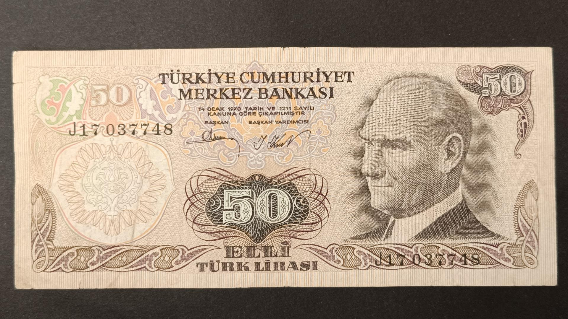 اسکناس خارجی 50 لیر ترکیه