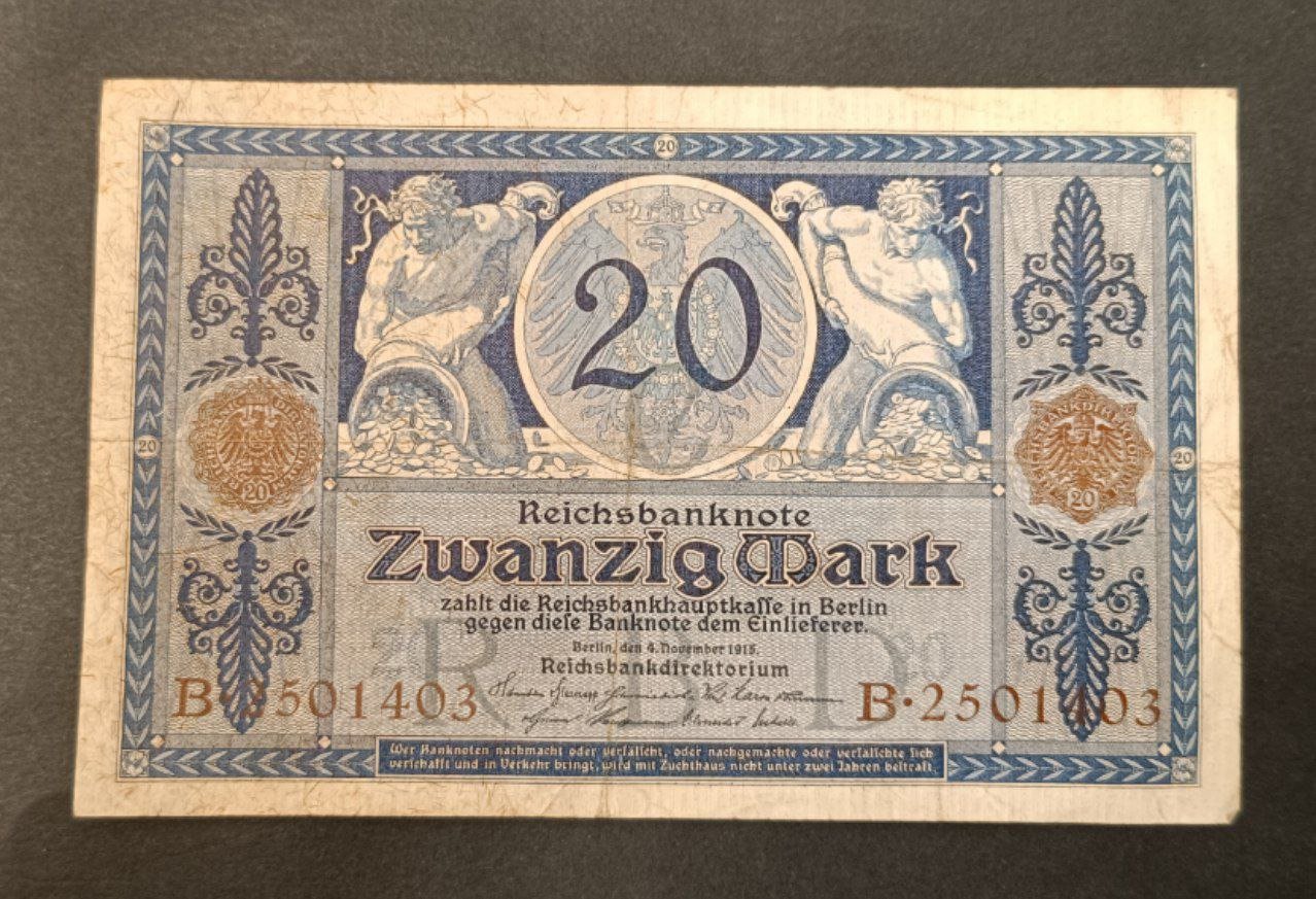اسکناس 20 مارک کلاسیک آلمان 1915