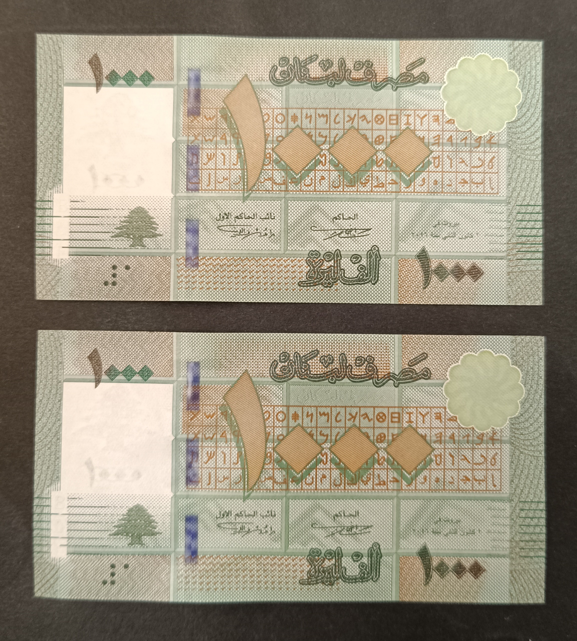 جفت اسکناس خارجی 1000 لیر لبنان