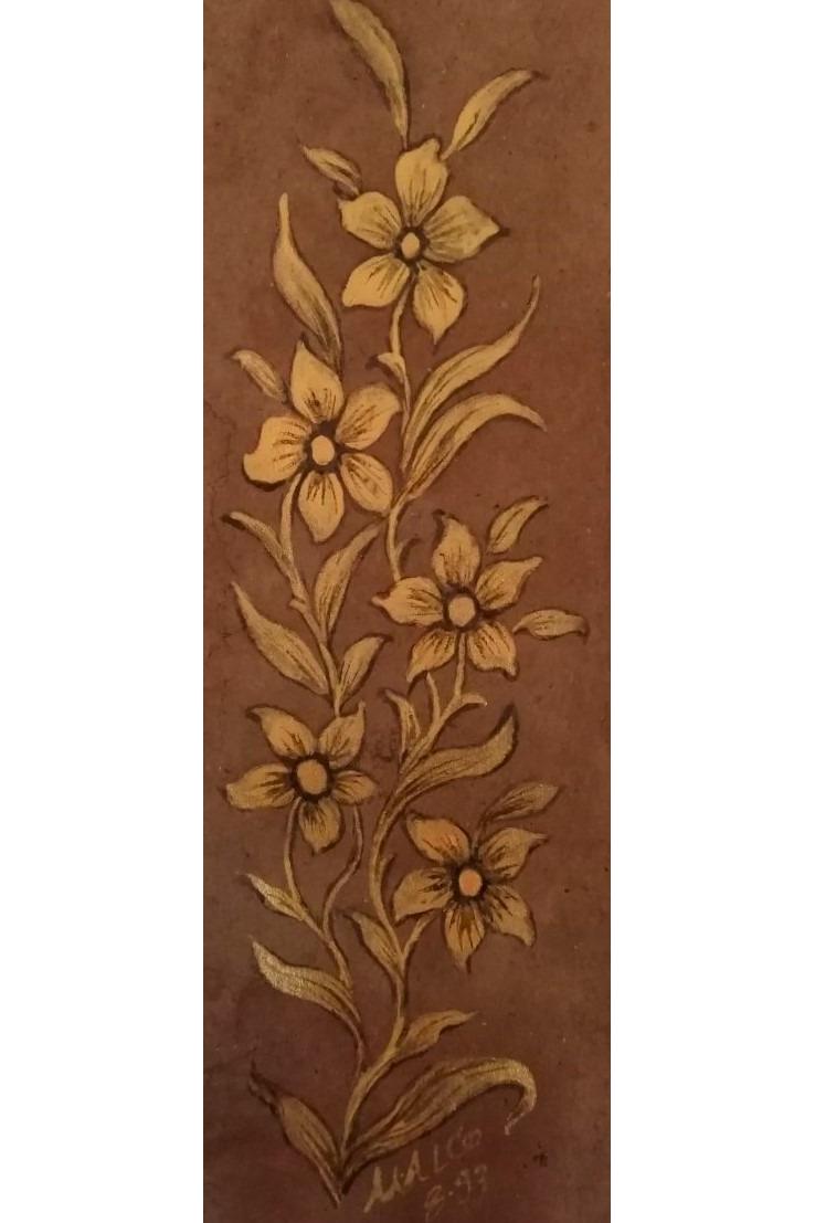 نقاشی اصل اروپایی گل های طلایی