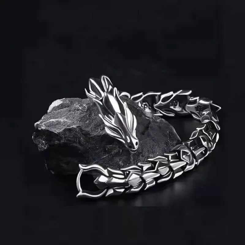 دستبند استیل مردانه مدل اژدها Dragon