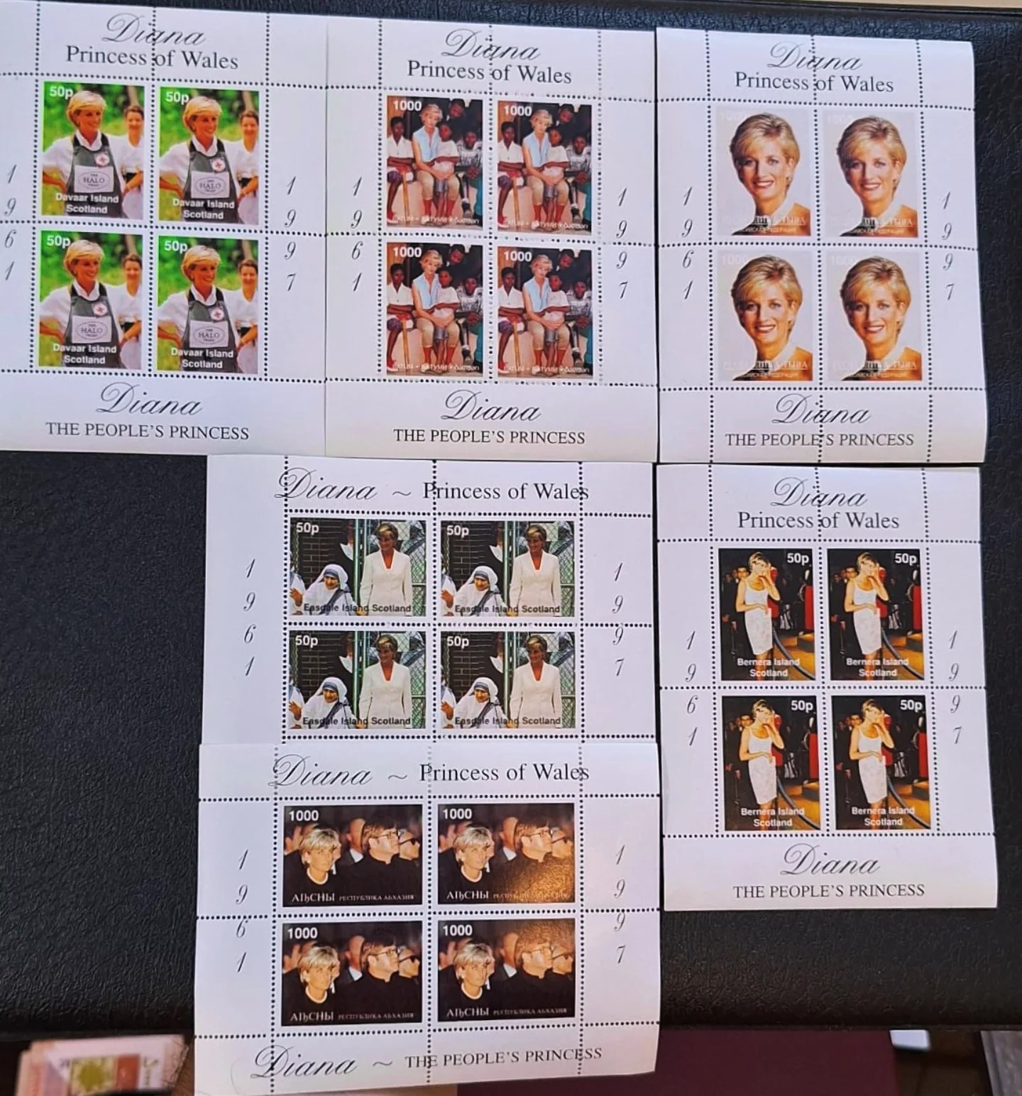 سری کامل5تایی مینی شیت تمبر زیبای دایانا