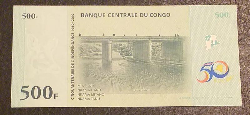 تک اسکناس یادبودی و نایاب 500 فرانک کنگو