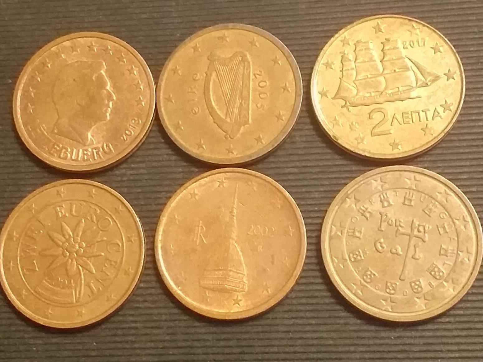 6 سکه 2 سنت یورو بدون تکرار