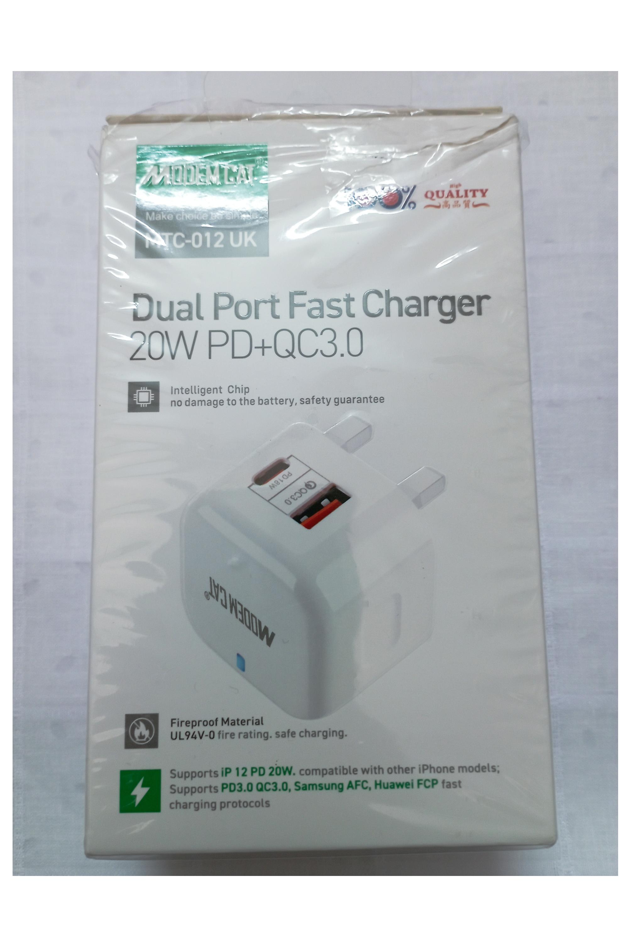 شارژر 20وات دو پورت type-c and usb qc 3.0 معیوب