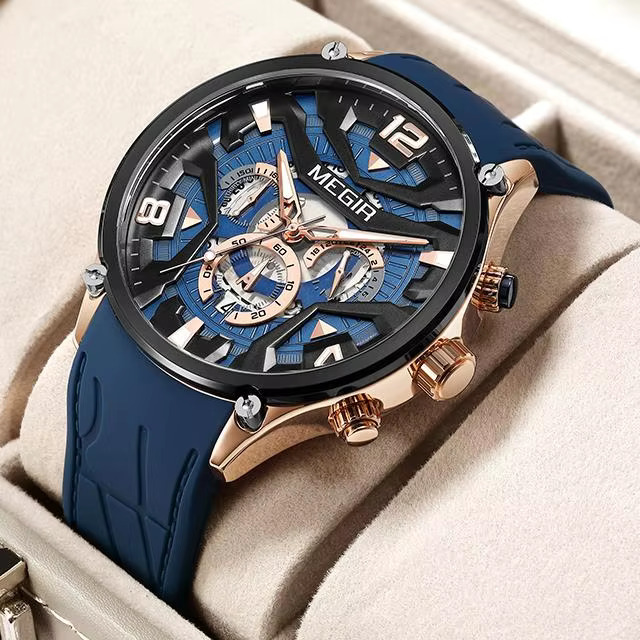 ساعت سیلیکون مردانه سه موتور برند مگیر مدل 2222