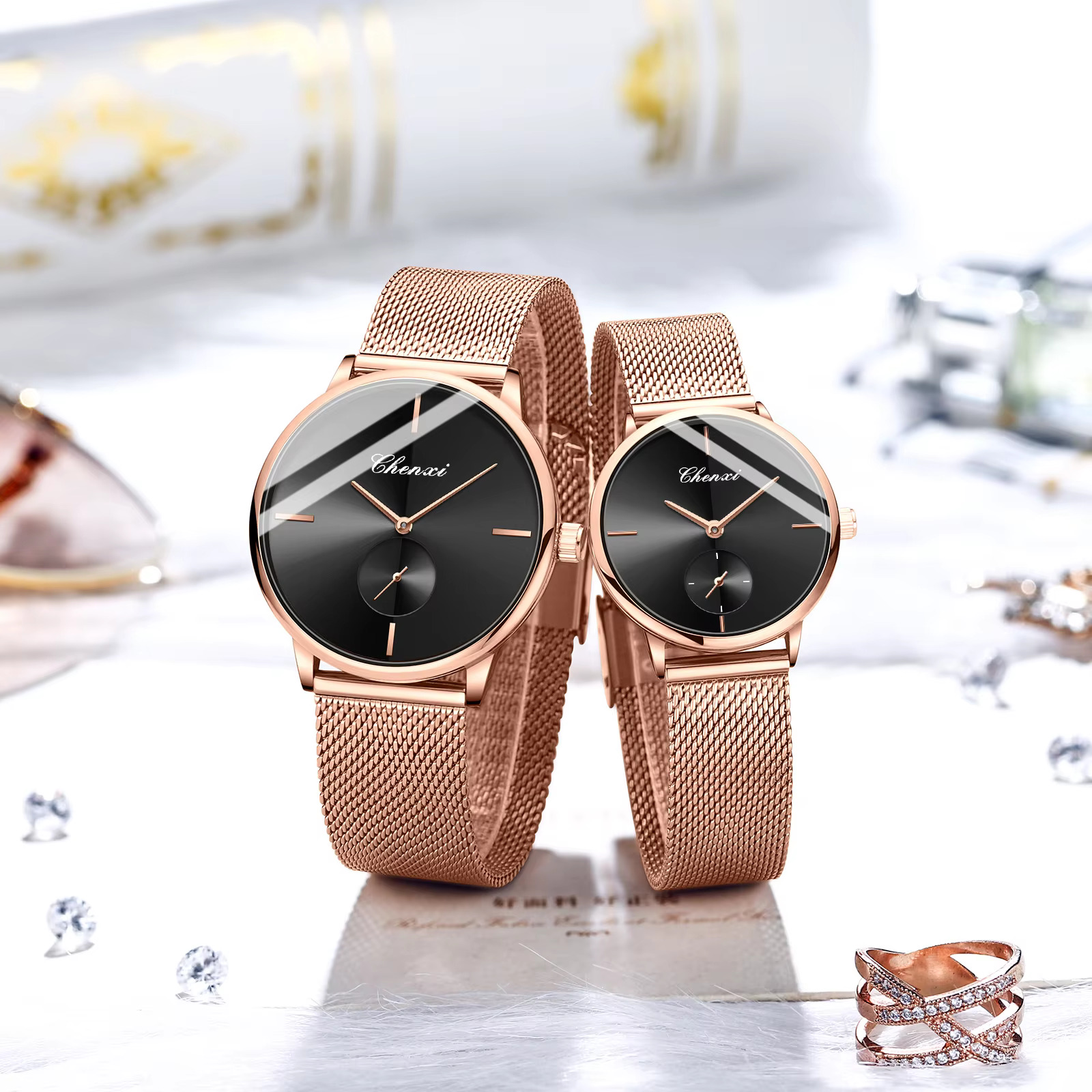 ساعت ست استیل زنانه و مردانه برند چنکسی مدل 061