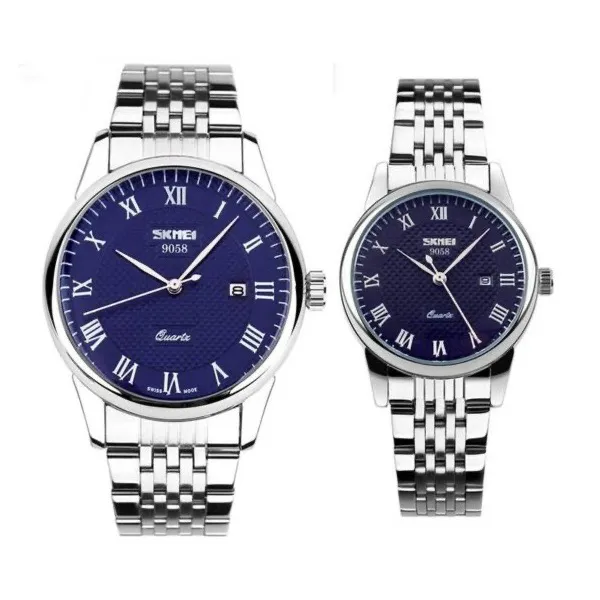 ساعت ست زنانه و مردانه استیل برند اسکمی مدل 9058